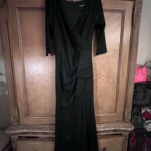 Xscape Black Ruched Wrap Gown